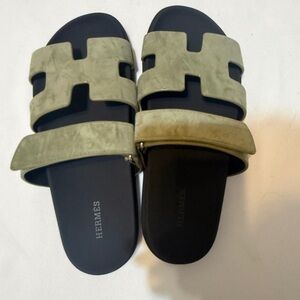 Luxury Olive Green Suede Sandals